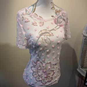 Elegant Floral Embroidered Sheer Blouse